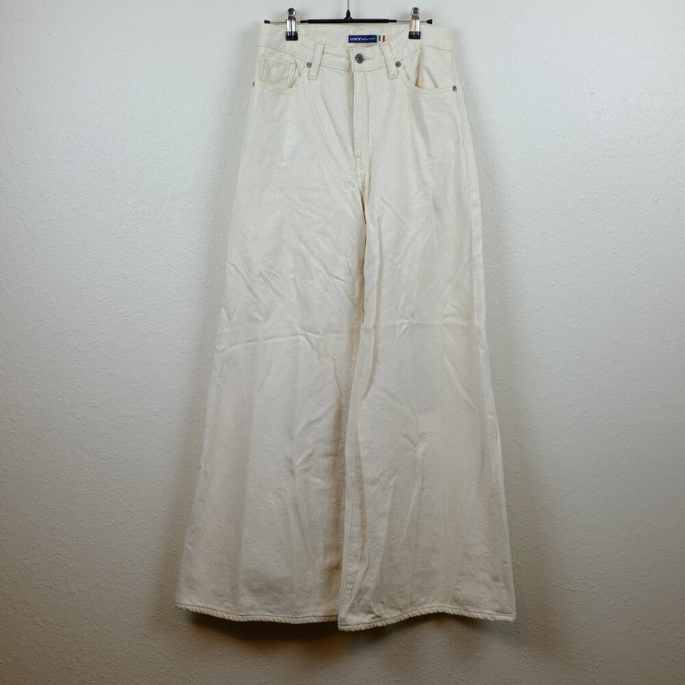 Levis made & crafted high waist ultra wide leg cream denim pants jeans 27